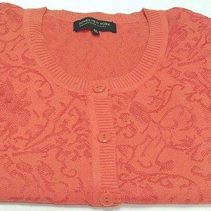 Coral Print Button Down Sweater
